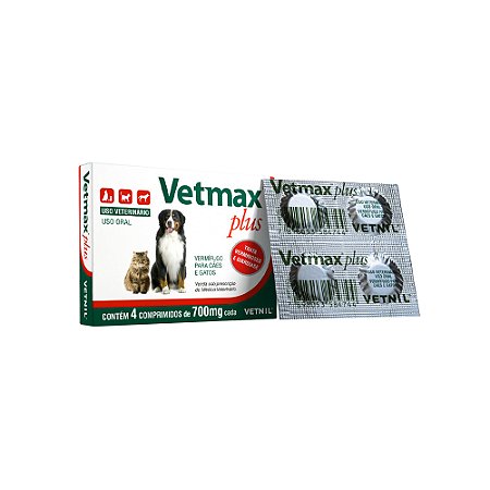 Vermífugo Vetnil Vetmax Plus 700 mg - 4 Comprimidos