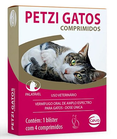Vermífugo Petzi para Gatos Ceva - 4 comprimidos