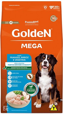 Ração Golden Mega Cães Adultos Raças Grandes Frango E Arroz 15 Kg