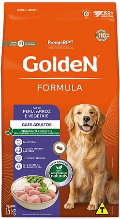 Ração Golden Formula Peru & Arroz Para Cães Adultos 15 Kg