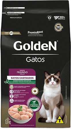 Ração Golden Gatos Adultos Castrados Sabor Frango