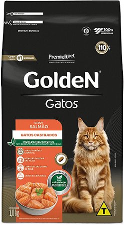 Ração Golden Gatos Adultos Castrados Sabor Salmão