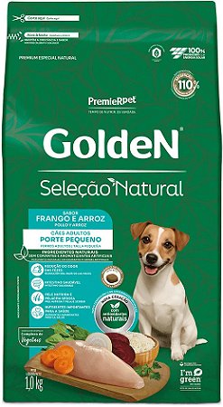 Ração Golden Seleção Natural para Cães Adultos Mini Bits sabor Frango e Arroz