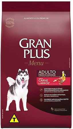 Ração Gran Plus Menu Carne e Arroz para Cães Adultos