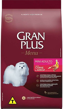 Ração Gran Plus Menu Carne e Arroz para Cães Adultos Mini e Pequenos