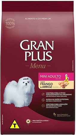 Ração Gran Plus Menu Frango e Arroz para Cães Adultos Mini e Pequenos