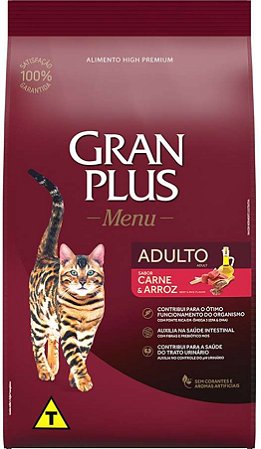 Ração Gran Plus Menu Carne e Arroz para Gatos Adultos