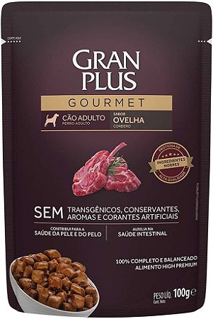 Ração Úmida Gran Plus Gourmet Sachê Ovelha para Cães Adultos 100g