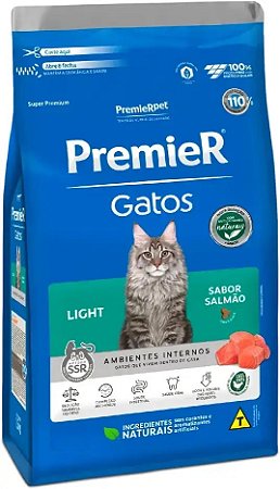 Ração Premier Pet Gatos Ambientes Internos Light Adultos Salmão