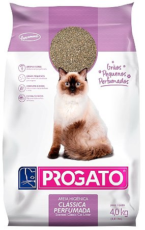 Areia Clássica Perfumada Progato para Gatos 4 Kg