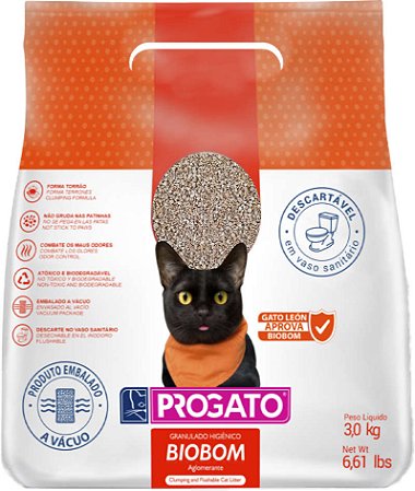 Granulado Higiênico Progato Biobom para Gatos 3 Kg