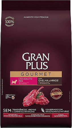 Ração Gran Plus Gourmet Ovelha e Arroz para Cães Adultos Raças Mini