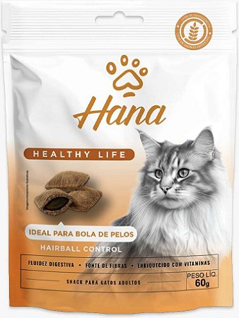 Snack Hana Healthy Life para Gatos Adultos Sabor Fígado Ideal para Bola de Pelos 60g