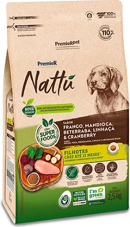 Ração PremieR Nattú Mandioca para Cães Filhotes