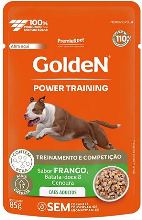 Ração Úmida Golden Gourmet Power Training para Cães Adultos sabor Frango e Vegetais 85g