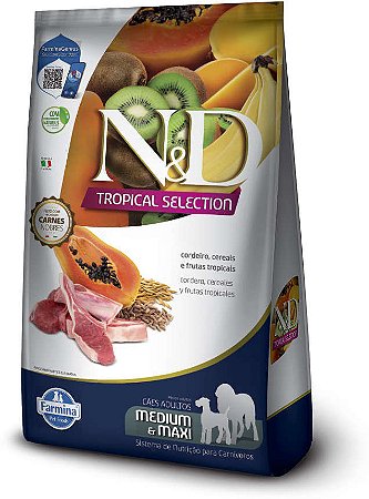 Ração Seca N&D Tropical Selection Cordeiro, Cereais e Frutas Tropicais para Cães Adultos de Raças Médias e Grandes 10,1 kG