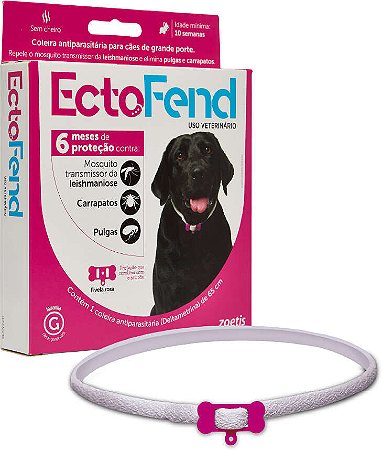 Coleira Antiparasitas EctoFend Zoetis Rosa para Cães Tam. G