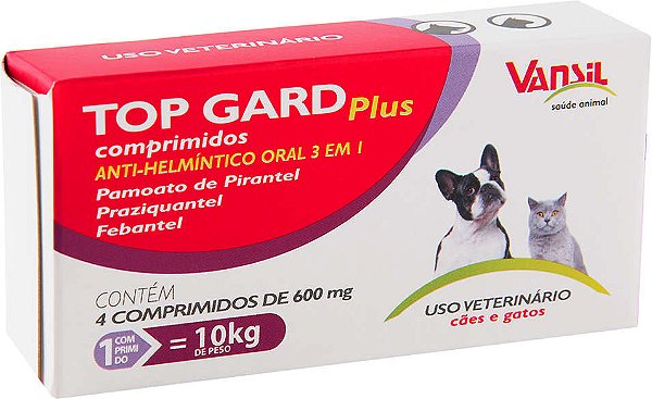 Vermífugo Vansil Top Gard Plus 4 Comprimidos