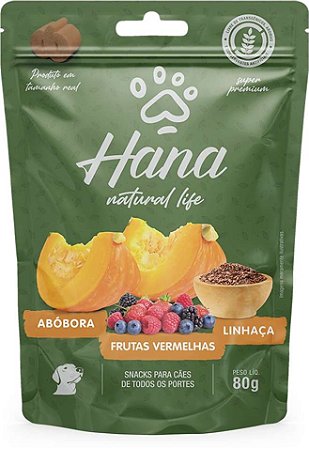 Petisco Hana Natural Life para Cães Sabor Abóbora, Frutas Vermelhas e Linhaça 80g