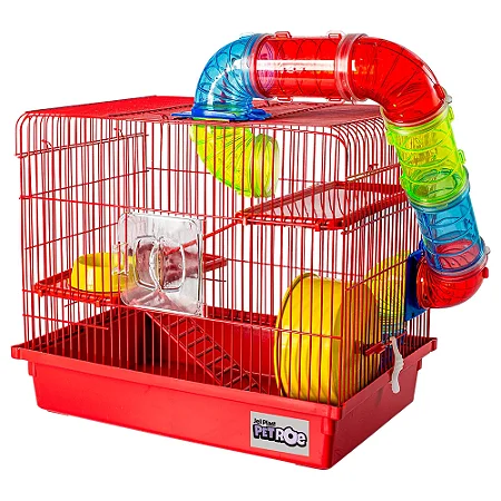 Gaiola Hamster Tubo Luxo Slim Vermelha