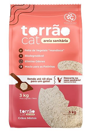 Areia Torrão Cat Grãos Mistos para Gatos 3 kg