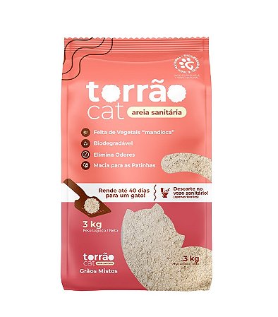 Areia Sanitária Biodegradável Torrão Cat Grãos Mistos 3 Kg