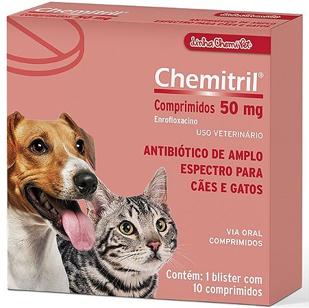 Chemitril Para Cães E Gatos 10 Comprimidos 50mg