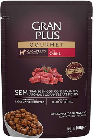 Ração Úmida Gran Plus Sachê Gourmet Carne para Cães Adultos 100g