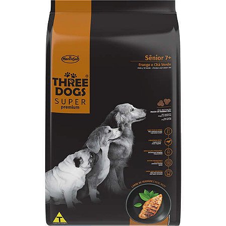 Ração Three Dogs Super Premium Frango e Chá Verde para Cães Sênior 7+
