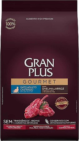 Ração Gran Plus Gourmet Ovelha e Arroz para Gatos Castrados