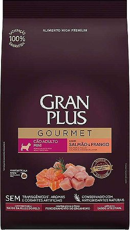 Ração Gran Plus Gourmet Salmão e Frango para Cães Adultos Raças Mini