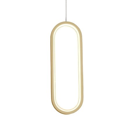 Pendente Hoop Alumínio e Silica Gel 12x35cm LED 16W 3000K Bivolt Cor Dourado Studioluce QPD1321DO