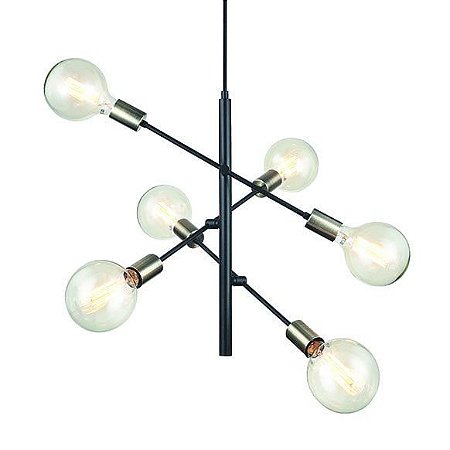 Pendente Arrow Metal 3 Braços Direcionáveis  Ø50x51cm 6xE27 40W Cor Preto Studioluce  PD1310-PT