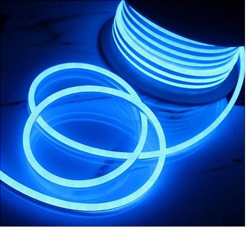 Mangueira Neon Ledline Flex Silicone  6x12mm 12V 120 led/m 500 lm/m 7.4W IP67 1MT Cor Azul Claro Alpertone 1486 ✅  DISPONÍVEL