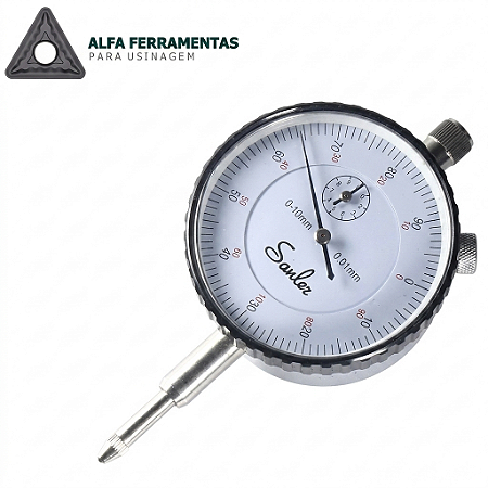 Relógio Comparador Centesimal 0 a 10mm Sanler - Resolução 0,01mm