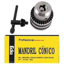 Mandril Cônico Med. 3/4 Com Chave Pesado 5.0 a 20mm Encaixe B22