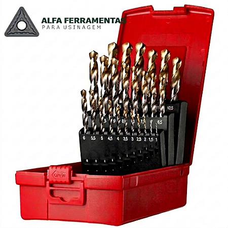 Jogo de Brocas Dormer HSS com Cobertura de Titânio - Kit 1,0mm a 13,0mm (A002)