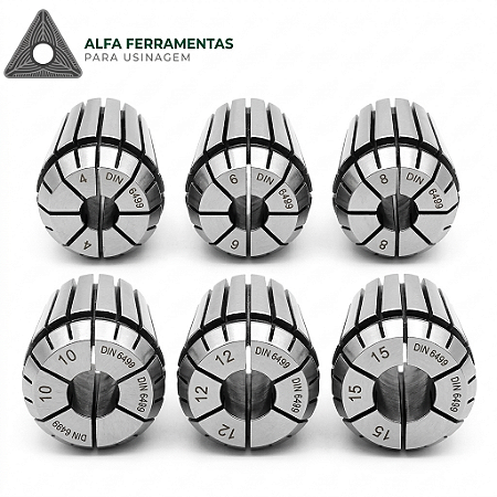 Conjunto de Pinças ER40 DIN 6499 - Kit com 6 Peças (4 a 15mm)