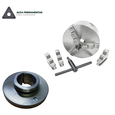 Kit Placa para Torno 10" (250mm) Universal 3 Castanhas JPW + Flange 10" (250mm) – Alfa Ferramentas