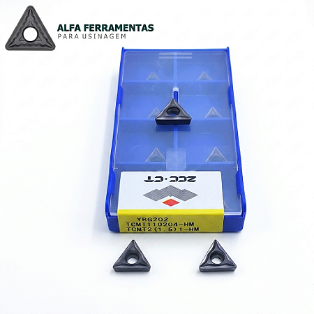 Pastilha de Metal Duro TCMT 110204-HM YBG202 ZCC-CT - Caixa com 10 Unidades