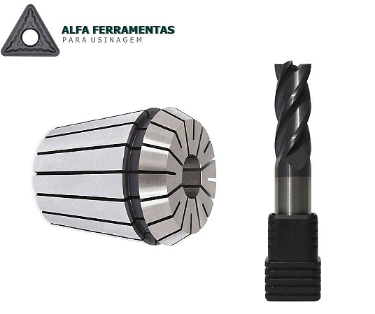 Pinças ER40 10mm + Fresa Metal Duro 4 Cortes 10mm Black