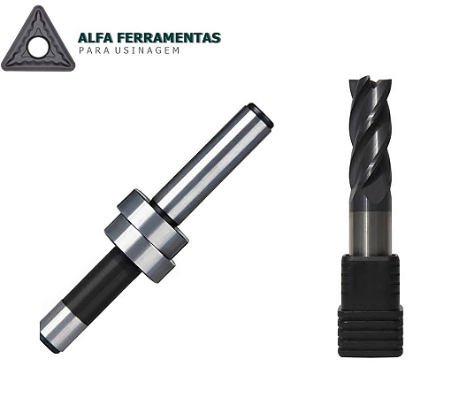 Kit Centralizador de Arestas + Fresa Topo Metal Duro 4 cortes 10mm 45Hrc Black