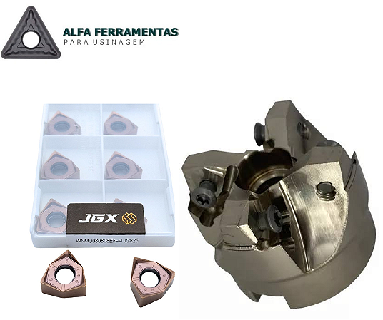 Cabeçote Fresamento Wnmu 08 50mm 90ºgraus Furo32mm + Insertos Pastilhas Wnmu 08