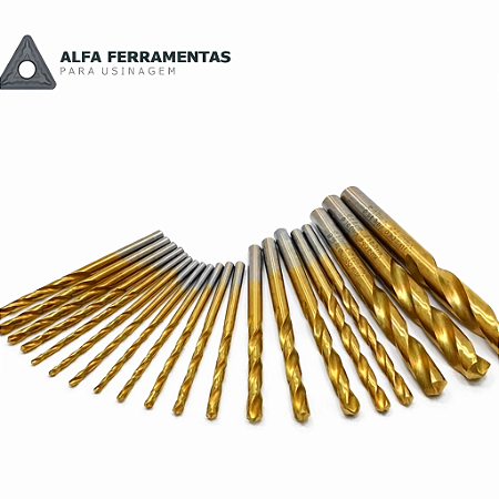 Broca de Aço Rápido (HSS-TIN) com Cobertura de Titânio - Diversas Medidas (Selecione)