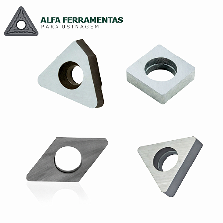 Kit 4 Calços de Metal Duro para Suportes de Torneamento - Modelos Diversos (Triangular, Quadrado, Rômbico)