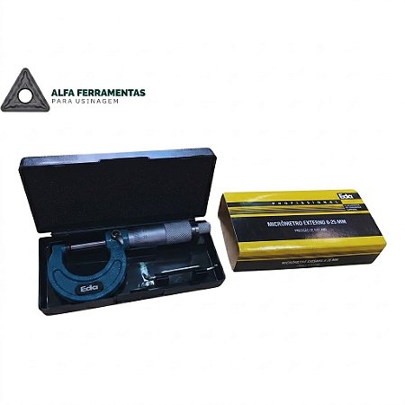Micrômetro Externo 25 a 50mm Precisão 0,01mm Profissional com Estojo - EDA