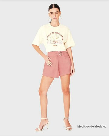 Camiseta Ampla - Flowers Rosa