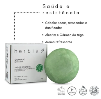 Shampoo em Barra Cabelos Secos, Ressecados e Danificados 80g - Verde