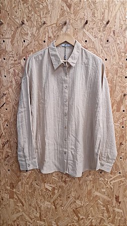 Camisa Alongada de Botão Manga Longa