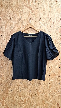 Blusa Box com Abertura na Manga em Linho